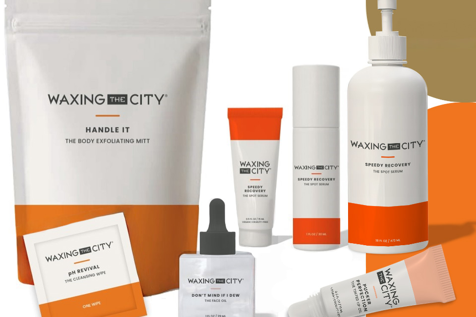 Waxing the City’s skin care product collection is shown, featuring seven essentials.